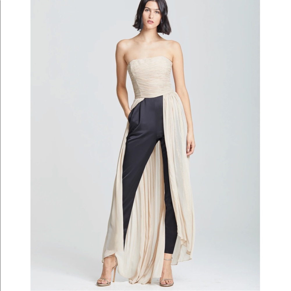 Halston dramatic pleated jumpsuit